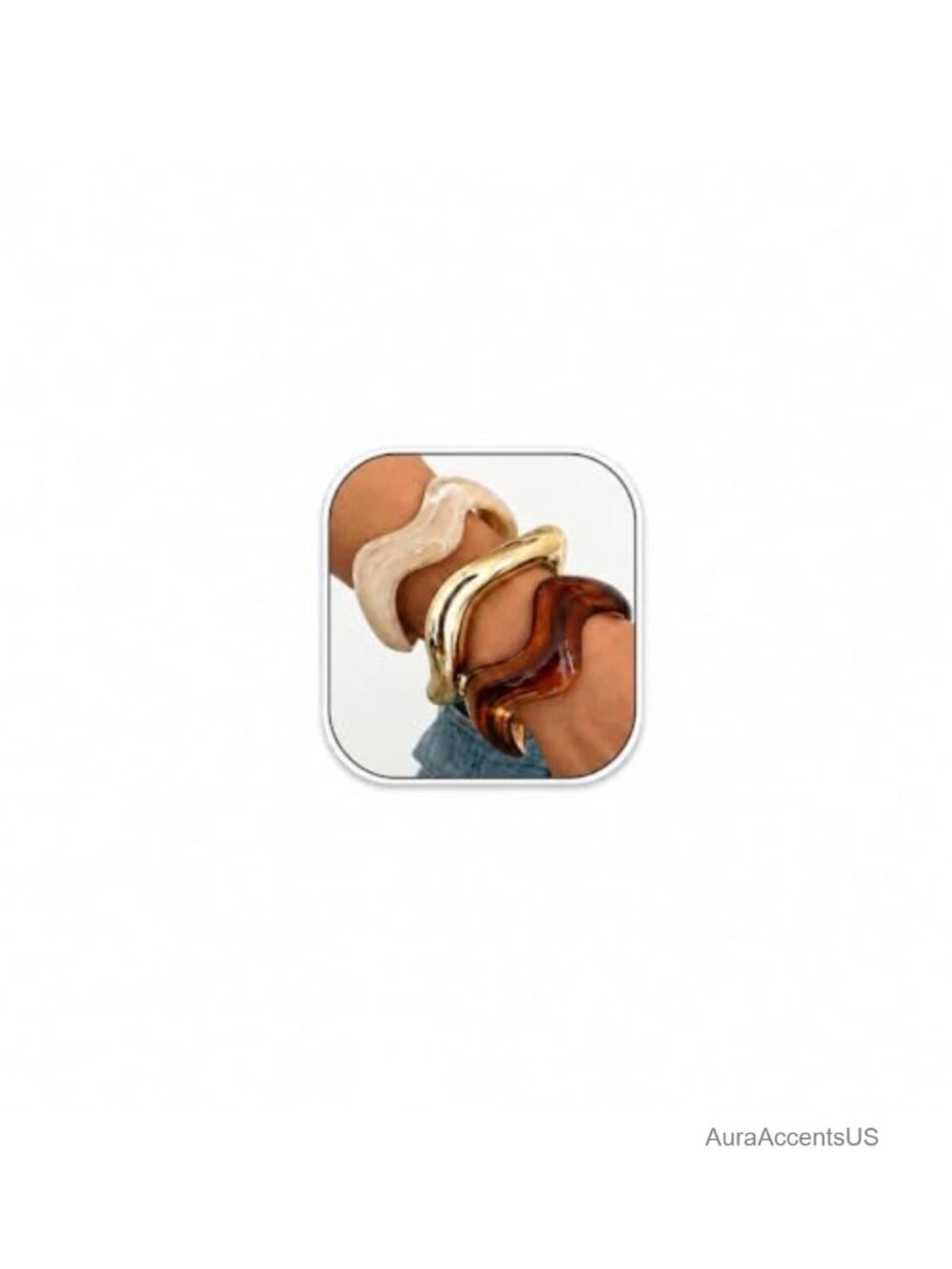 Chunky Bangle Bracelet Stack Gold Wave Acrylic Women's Jewelry